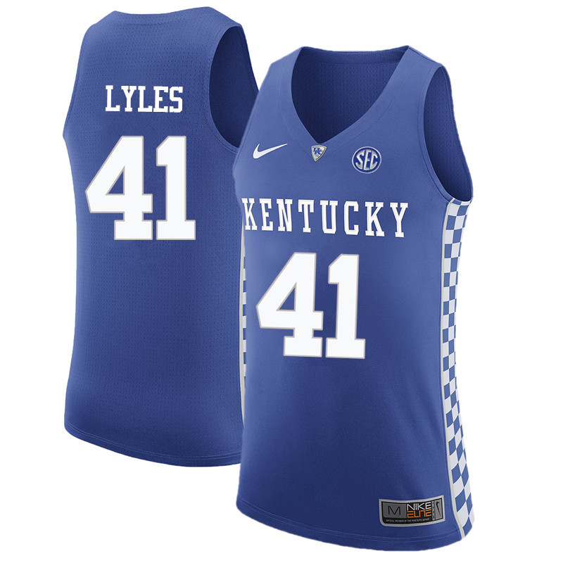 Men Kentucky Wildcats #41 Trey Lyles College Basketball Jerseys-Blue
